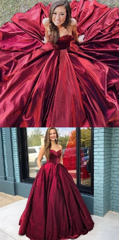 Fashion-Forward Women's Clothing Simple satin long prom dress Gorgeous Sweetheart Long Formal Dress with Pockets   cg19338