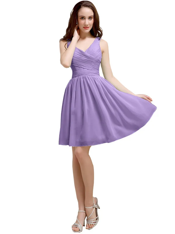 Comfortable Women's Attire V-Neck Short A-Line Bridesmaid Dresses