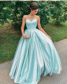 Women's Outfit Shiny Satin Sweetheart Long Prom Dress    cg19327