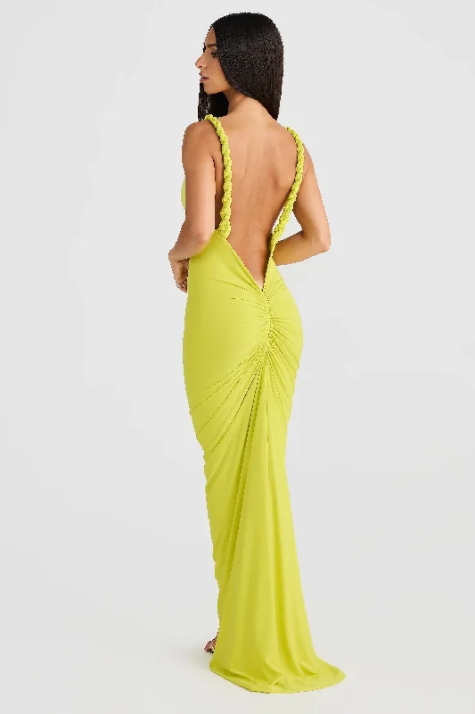 Luxury Women's Clothes Yelena Gown - Chartreuse