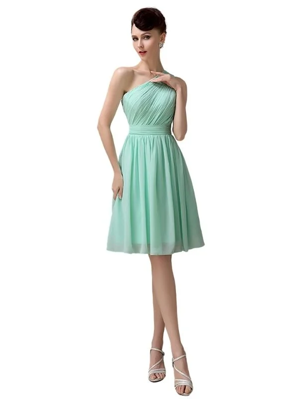 Women's Everyday Garments Simple A-line Chiffon One Shoulder Short Bridesmaid Dresses