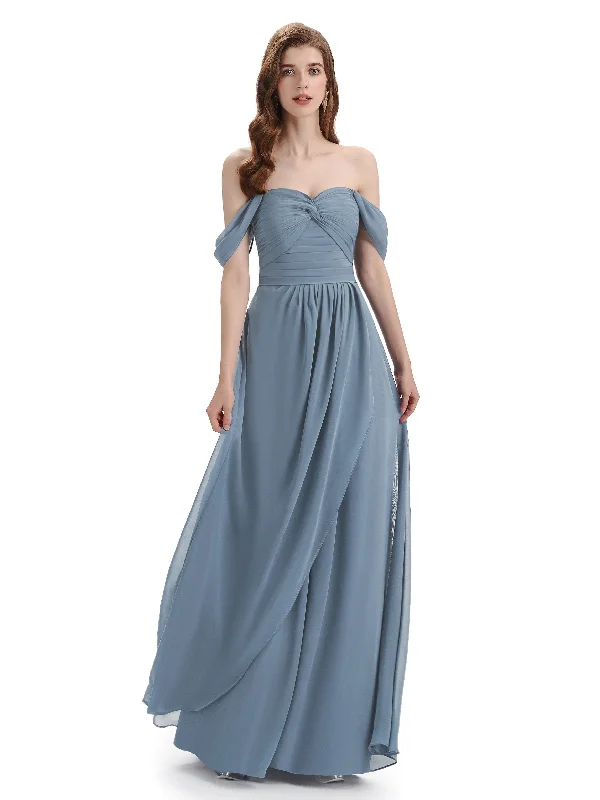 Affordable Luxury Women's Garments Charming Off-The-Shoulder Sweethert Floor Length Bridesmaid Dresses