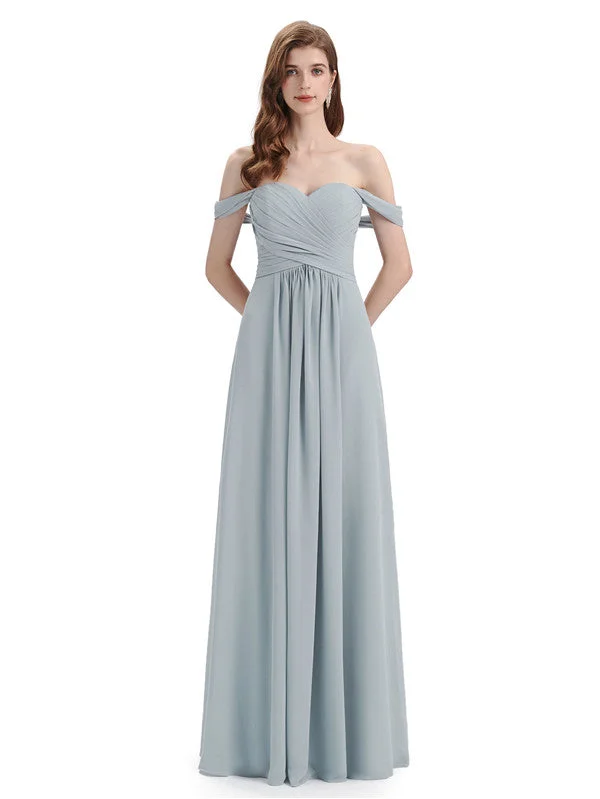 Women's Vacation Garments Elegant Off-The-Shoulder Sweetheart Maxi Bridesmaid Dresses Online