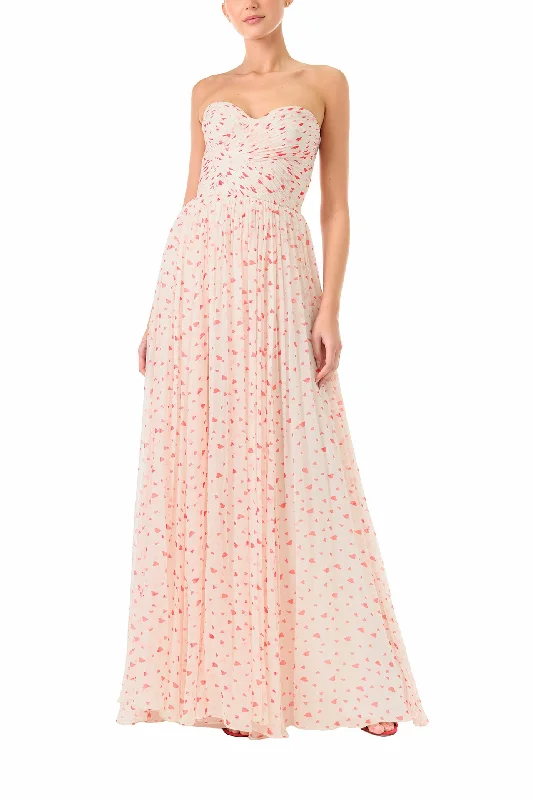 Stylish Women's Apparel Heart Print Chiffon Gown