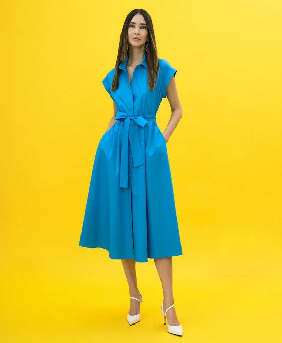 Women's Fashionable Clothing Sets Access Midi Blue Shirt Dress