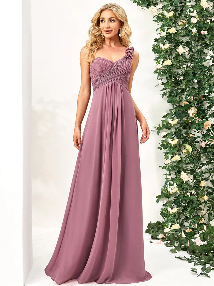 Women's Outerwear Apparel Chiffon One Shoulder Maxi Long Bridesmaid Dresses for Women