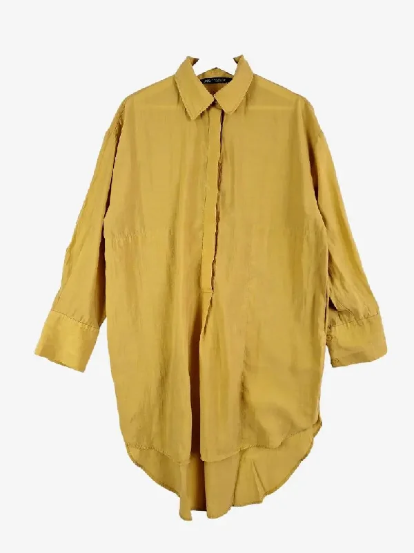 Women's Plus-Size Attire Refined Look Zara Mustard Button Up Shirt Dress Size XS