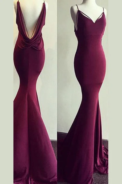 Women's Outfit For The Office Spaghetti Straps Mermaid V-Neck Sleeveless Prom Dresses N688