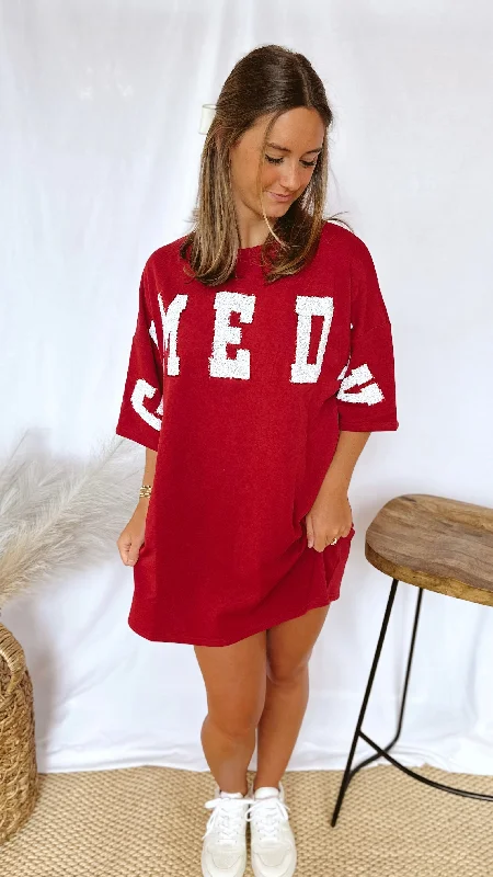 Women's Layered Outfit Vintage Elegance The Gameday T-Shirt Dress