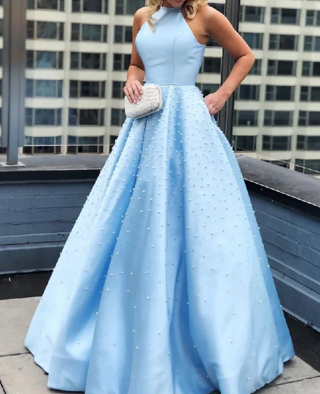 Women's Evening Outfit Women Beads Prom Dresses Long A-Line Evening Gowns Formal Party Dress YPD450