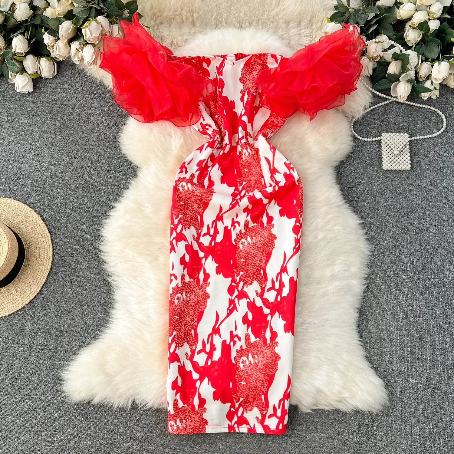 Women's Functional Apparel For Outdoor Activities Puff Long Sleeve Midi Printed Birthday Plus Size Evening Dresses Women