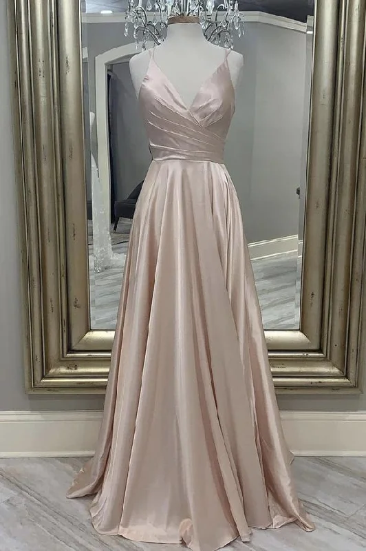 Affordable Trendy Clothes For Women satin long A line prom dress simple evening dress     cg19898