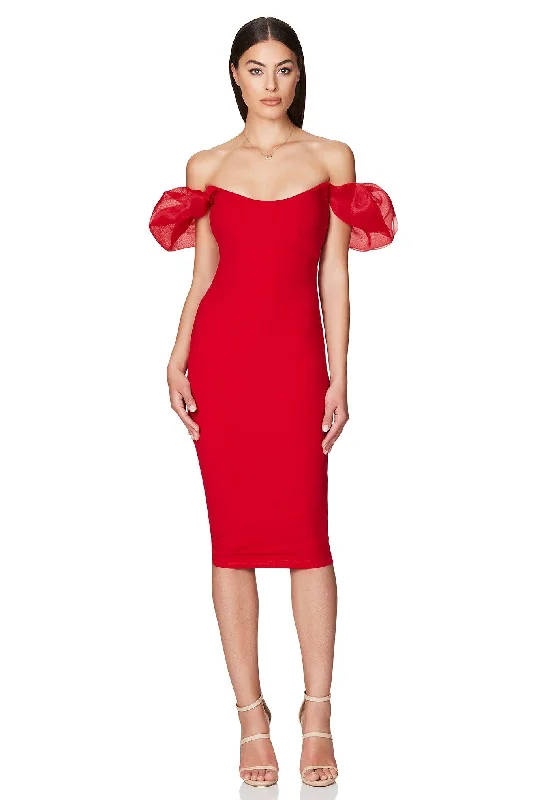 Women's High-Fashion Clothes Nookie Eleganza Midi Dress - Red