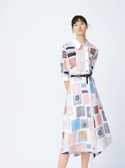 Sustainable Fashion Clothing For Women Lily Abstract Printed Shirt Dress