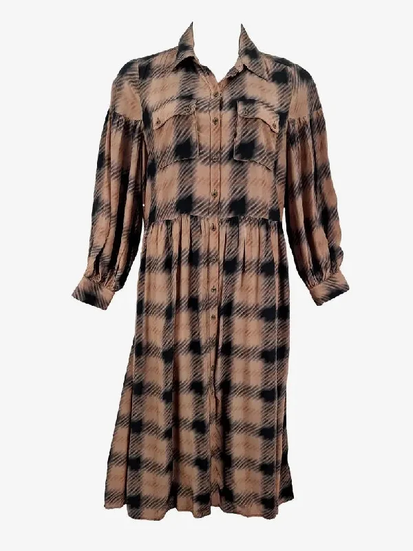 Women's Comfortable Lounge Attire Witchery Capuccino Check Shirt Dress Size 12