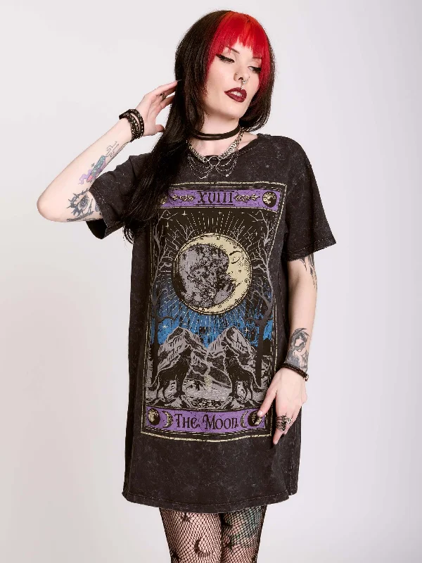 Modern Women's Outfit Moon Tarot T-shirt Dress