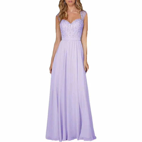 Women's Holiday Outfit Long Chiffon  Bridesmaid Dresses Sleeveless Wedding Guest Dress