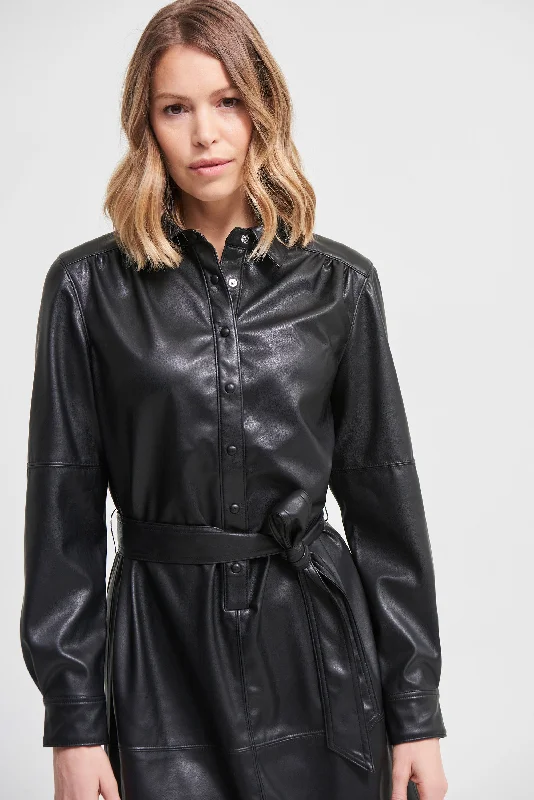 Women's High-End Clothing Joseph Ribkoff Faux Leather Shirt Dress