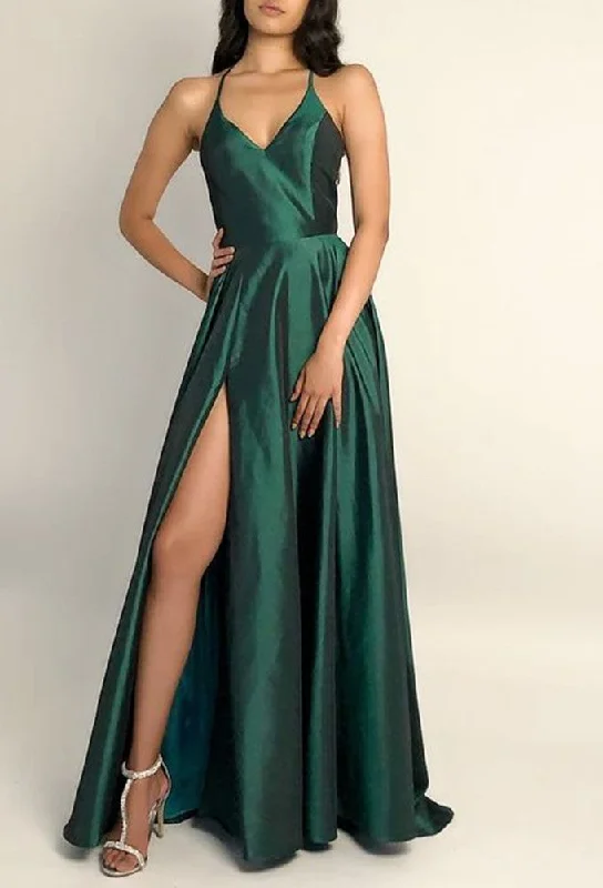 Fashionable Women's Casual Apparel Women Side Slit Prom Dresses Long Satin Evening Party Dress YPD190