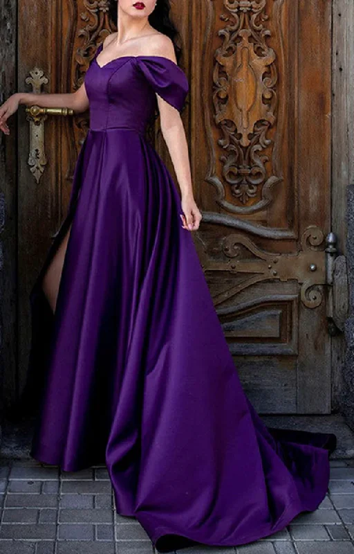 Women's Evening Wear Attire Women V-Neck Prom Dresses Long Satin Evening Party Dress YPD030