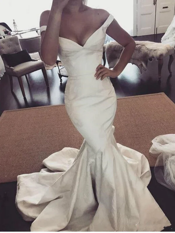 Women's Charming Outfit For Events Off The Shoulder Long Wedding Dresses, 2020 Popular Mermaid Wedding Dresses