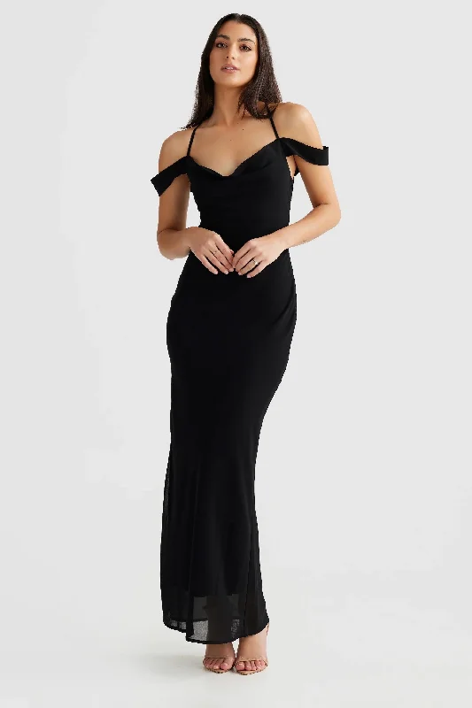 Women's Casual Wear Outfit Vienna Bias Cut Gown - Black