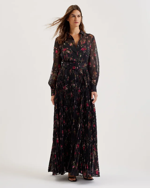 Women's Clothing And Garments Sets Ceiba Printed Maxi Shirt Dress Black