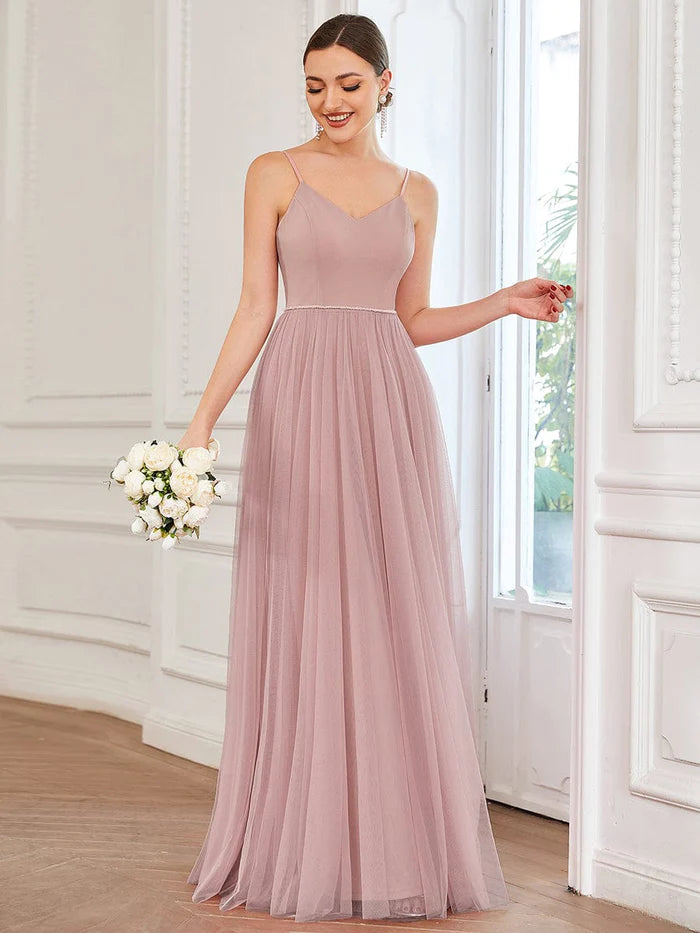 Women's Professional Apparel Sweetheart Spaghetti Strap A-Line Tulle Bridesmaid Dress