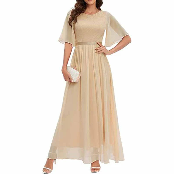 Women's Athleisure Apparel Bridesmaid Dress Short Sleeves Lace Wedding Guest Dress