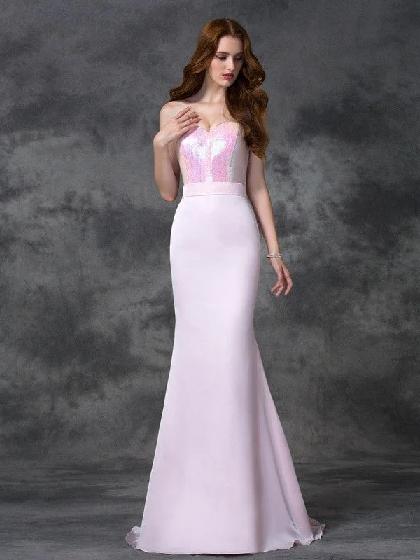 Affordable Luxury Women's Garments Trumpet/Mermaid Sweetheart Beading Sleeveless Long Satin Chiffon Bridesmaid Dresses