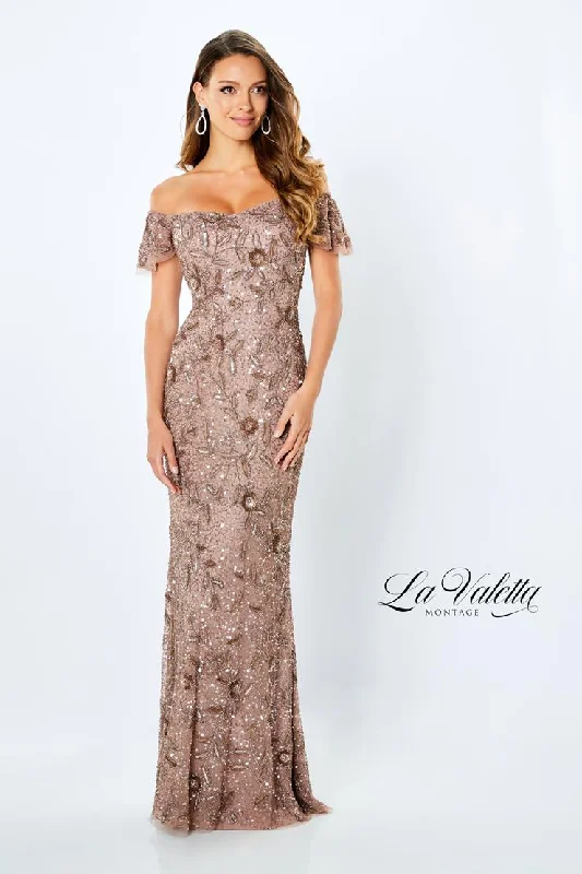 Tailored Clothing For Women La Valletta LV22103 Beaded Off The Shoulder Gown