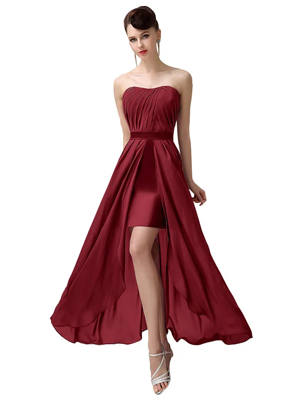 Elegant Women's Attire Charming A-line Chiffon Sweetheart Sexy Slit Long Bridesmaid Dresses