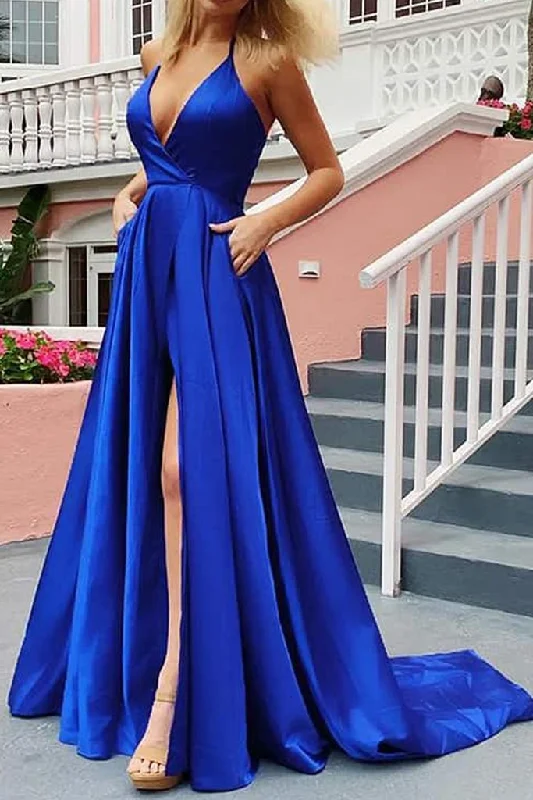 Women's Functional Apparel For Outdoor Activities Women Side Slit Prom Dresses Long Satin Evening Party Dress YPD188