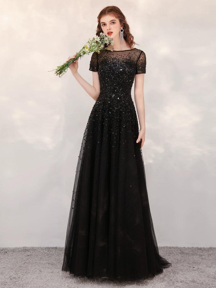 Elegant Women's Evening Garments Women's A-Line Evening Dress Long Prom Dresses Sleeveless Beaded Formal Dresses for Women