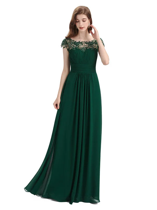 Affordable Luxury Women's Apparel Elegant A-line Short Sleeve  Floor-Length Bridesmaid Dresses