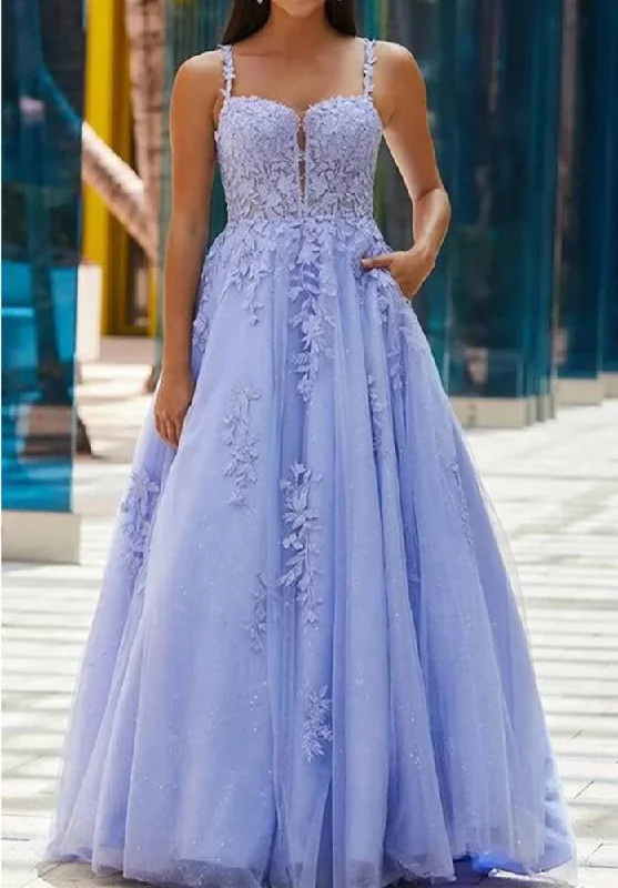 Women's Workout Clothing Women Tulle Appliques Prom Dresses Long Open Back Evening Gowns Formal Party Dress YPD369