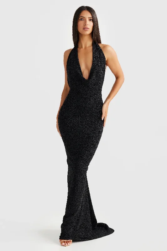 Sustainable Fashion Clothing For Women Maria Gown - Black Foil