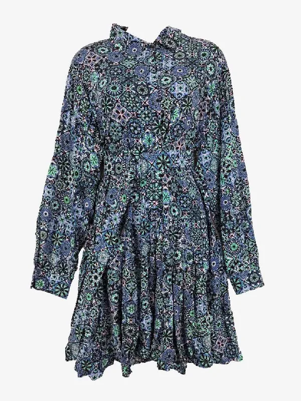 Modern Women's Attire Serafina Blue Kaleidoscope Shirt Dress Size L