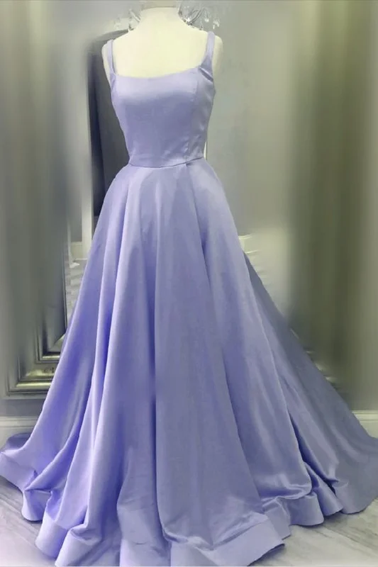 Women's Clothes Long Lavender Prom Dresses 2021 Ball Gown Satin Spaghetti Straps    cg20423