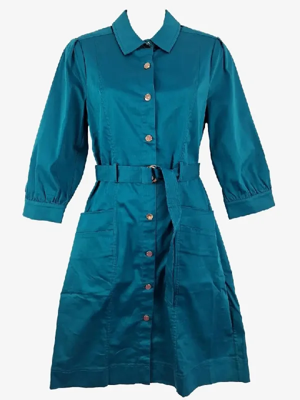 Women's Fashionable Attire For Work Marcs Classy Teal Shirt Dress Size 8