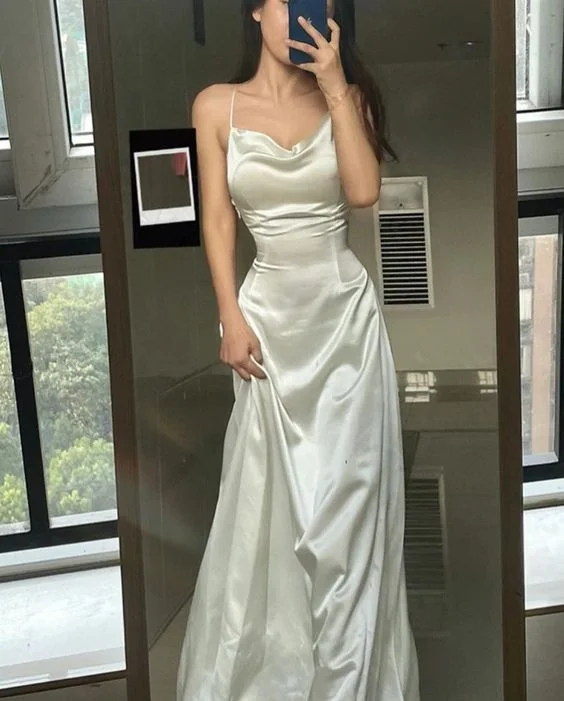 Women's Trendy Clothes Glamorous Mermaid Long Prom Dress,White Sleeveless Evening Dress Y1983