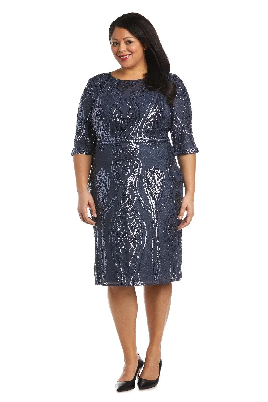 Stylish Women's Apparel R&M Richards 7434W Short Plus Size Sequins Cocktail Sale