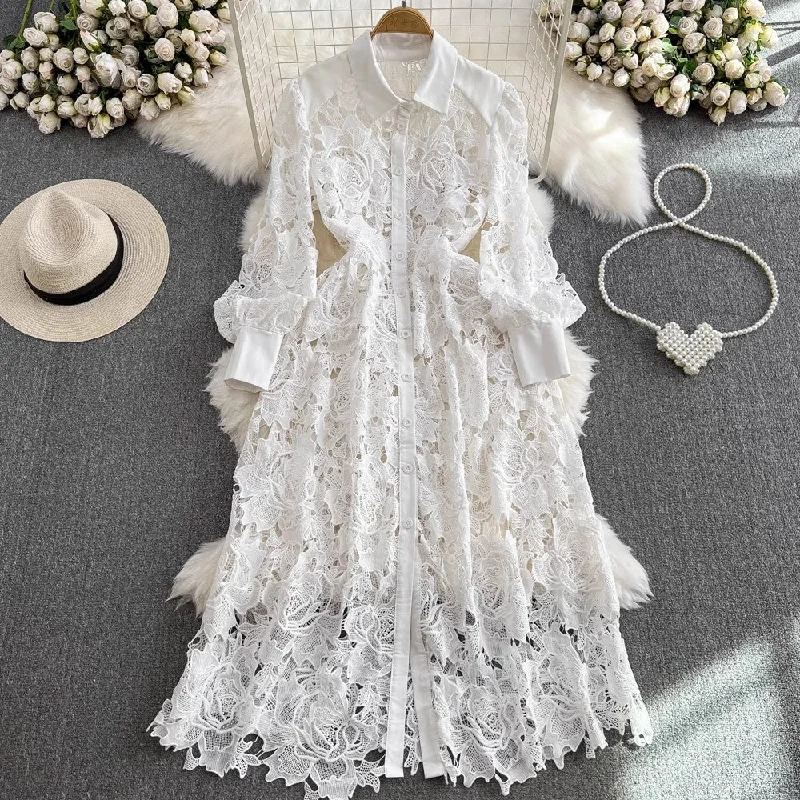 Women's Luxury Garments lace dress shirt dress for women     S3902