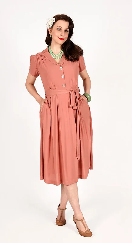 Women's Vintage Attire Katherine Shirt Dress in Rose