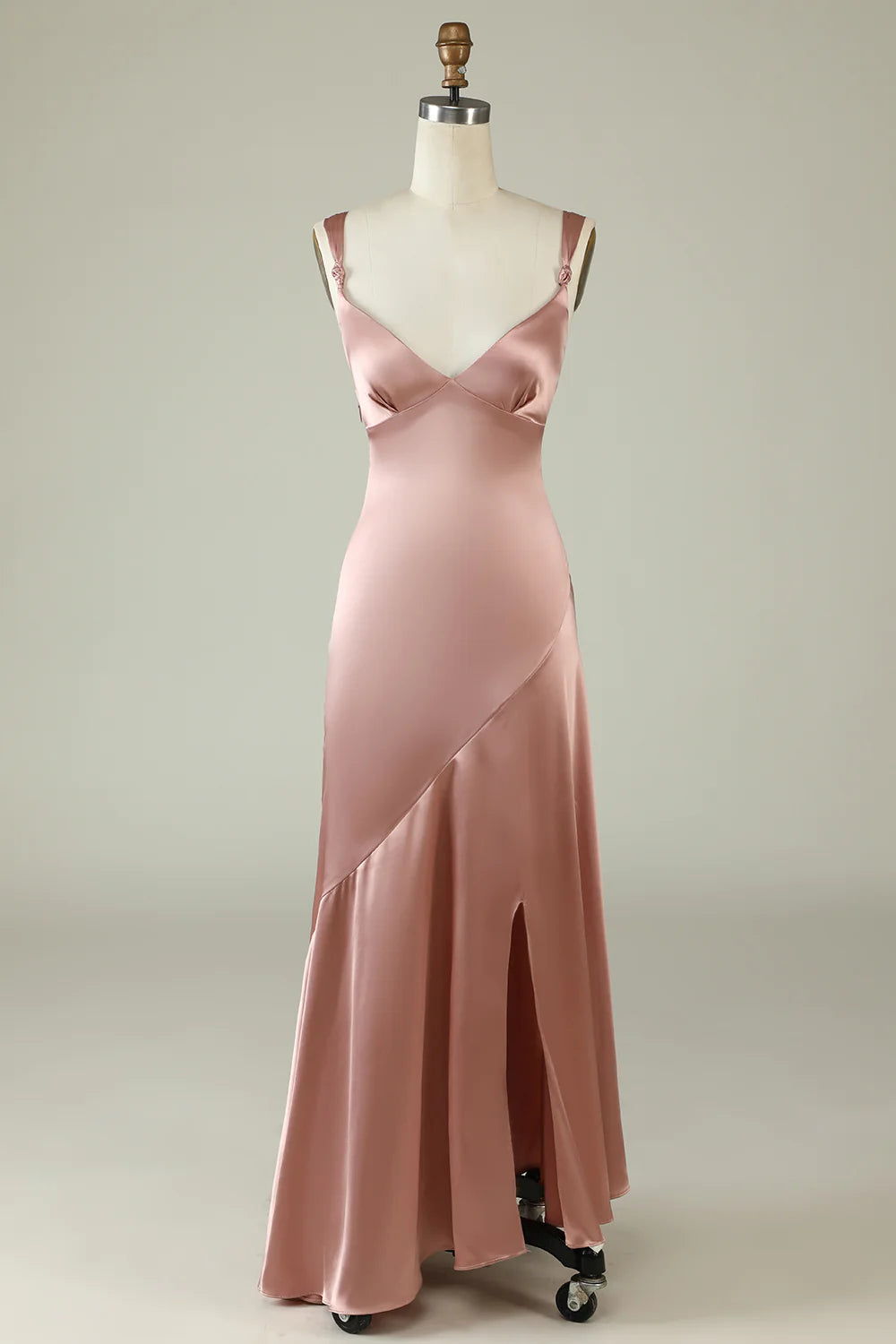 Charming Women's Holiday Apparel Blush Asymmetrical Bridesmaid Dress with Slit