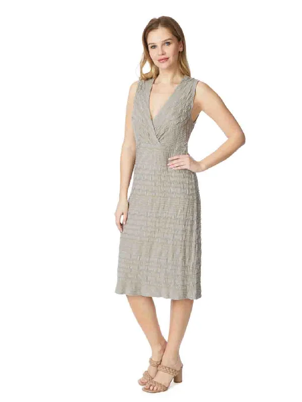 Women's Sporty Clothes Tianello   "Taupe Stripe" Knit Jacquard "Stefie"  Tank Dress